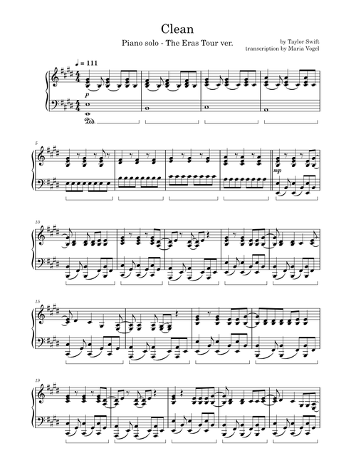 Clean - The Eras Tour ver. (piano solo)