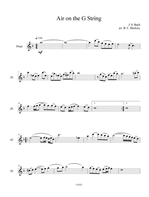 Air on the G String (Flute Solo) (Arr. B. C. Dockery) - J S Bach (Flute Solo)