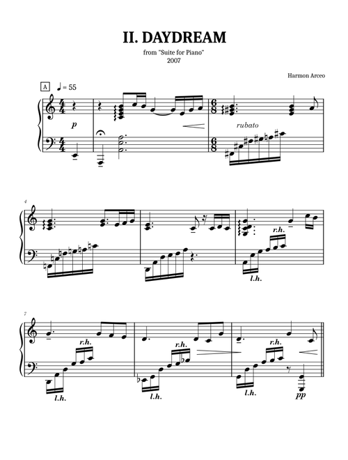 II. Daydream by Harmon Arcceo (from Suite for Piano)