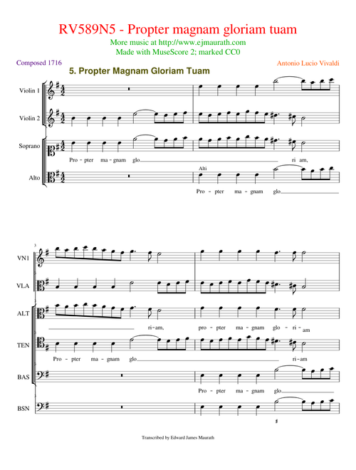 Propter magnum gloriam, RV 589 – Antonio Lucio Vivaldi