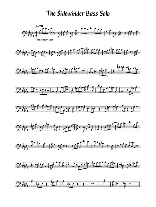The sidewinder – Lee Morgan Bass Guitar Solo