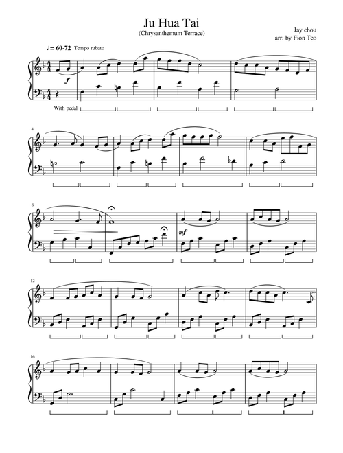 Ju Hua Tai (Arr. Fion Teo) - Jay Zhou (Piano Solo)