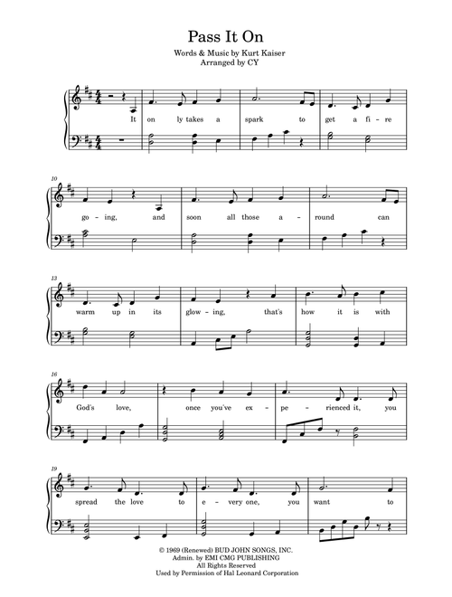 Pass It On (Arr. Kiss the Rain) - Kurt Kaiser (Piano Solo)