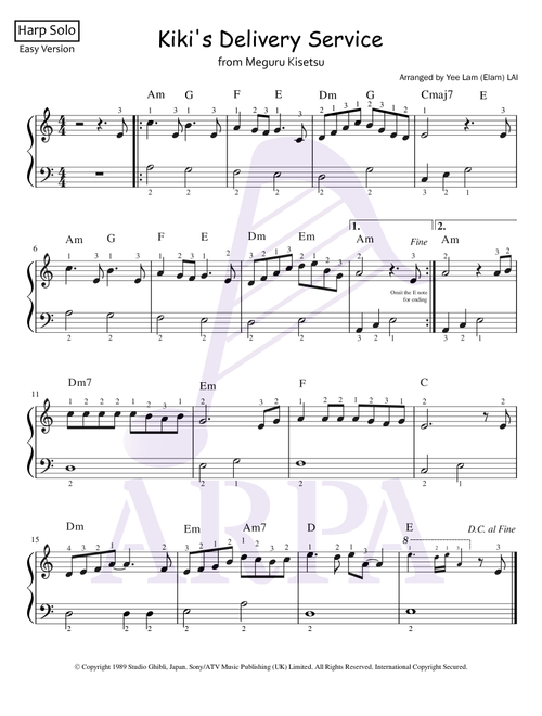Kiki's Delivery Service (on A Clear Day) (Arr. Yee Lam (Elam) LAI) - Joe Hisaishi (Harp)