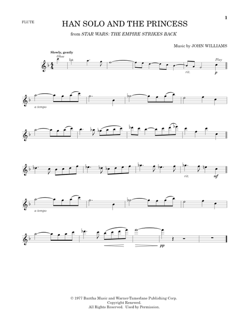 Han Solo And The Princess (from Star Wars: The Empire Strikes Back) - John Williams (Flute Solo)