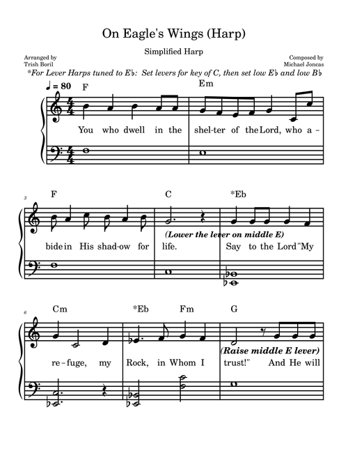 On Eagle's Wings (For Harp) Simplified Lever Harp Or Pedal Harp (Arr. Trish Boril) - Michael Joncas (Harp)