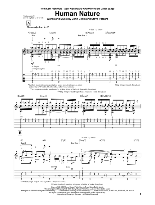 Human Nature (arr. Kent Nishimura) - Michael Jackson (Solo Guitar)