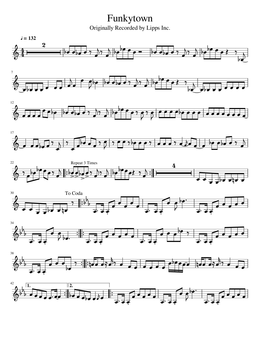 Funkytown Sheet Music for Trumpet other (Solo) | MuseScore.com