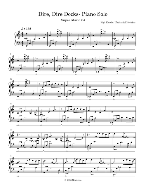 Dire, Dire Docks – Koji Kondo (Piano Solo)