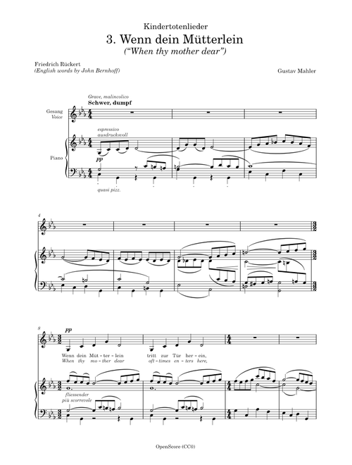 Mahler, Gustav - Kindertotenlieder, No.3 - Wenn dein Mütterlein