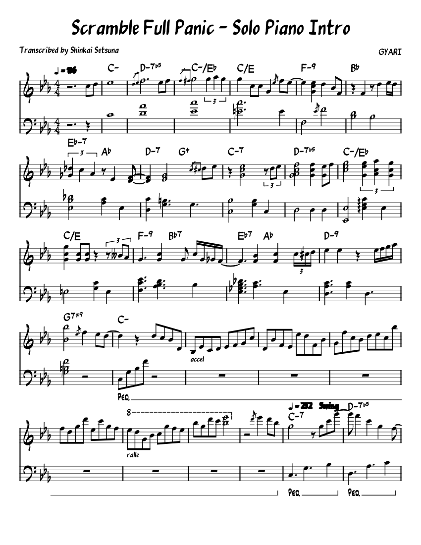 Scramble Full Panic Sessions - Solo Piano Intro Sheet Music with