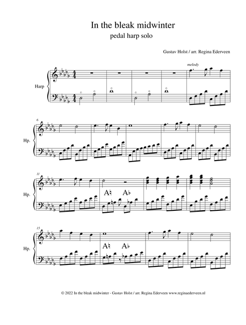 In the bleak midwinter - pedal harp solo (Arr. Regina Ederveen) (Harp)