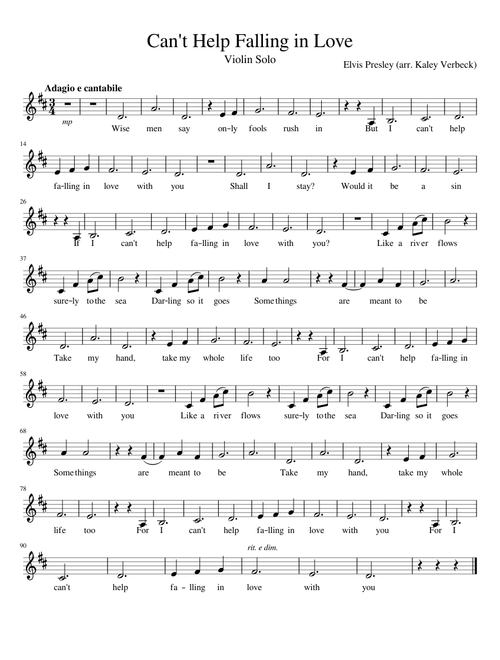 Can't Help Falling in Love - Violin Solo