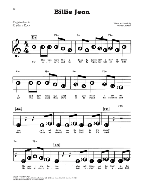 Billie Jean - Michael Jackson (E-Z Play Today)