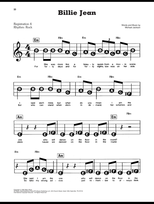 Billie Jean - Michael Jackson (E-Z Play Today)