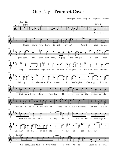 One Day  – Lovejoy  One Day - Trumpet Cover
