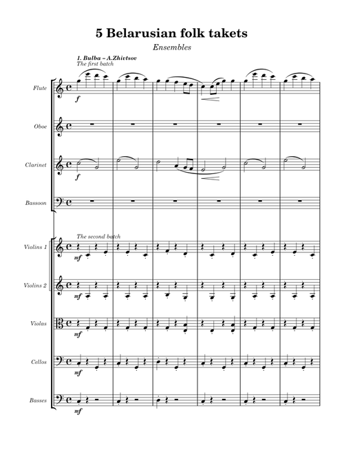5 Belarusian folk takets – Sheet music Ensembles for Orchestra