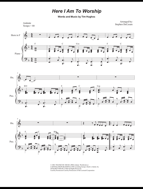 Here I Am To Worship (light Of The World) (Arr. Stephen DeCesare) - Phillips Craig & Dean (French Horn and Piano)