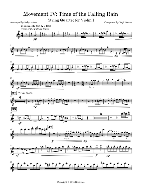 Movement IV: Time of the Falling Rain SQ for Violin I