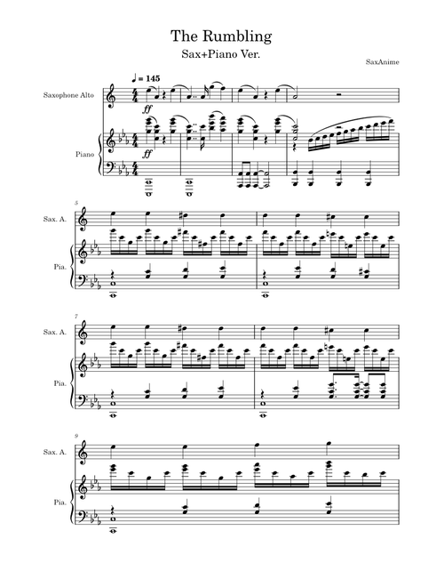 The Rumbling Sax/Piano - Attack on Titan OP7