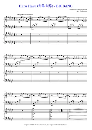 Haru Haru Sheet music for Piano, Violin, Drum group (Mixed Haru Haru Sheet music for Piano, Violin, Drum group (Mixed