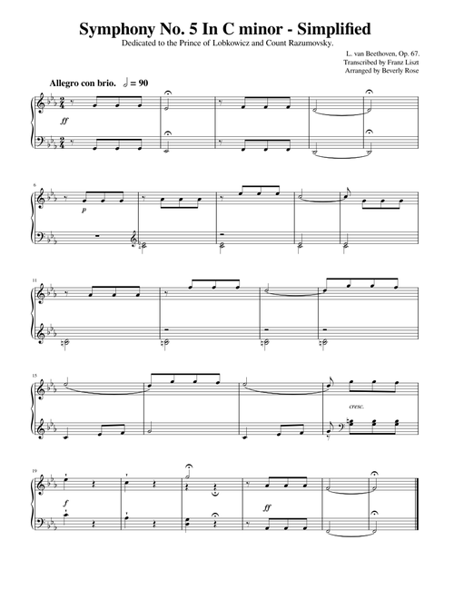 Symphony No. 5 in C Minor Intro Easy