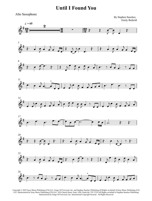 Until I Found You (Arr. Wesley S. SIlva) - Stephen Sanchez (Alto Sax Solo)