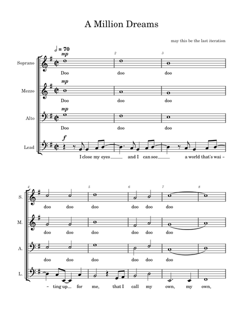 A Million Dreams - a barbershop arrangement