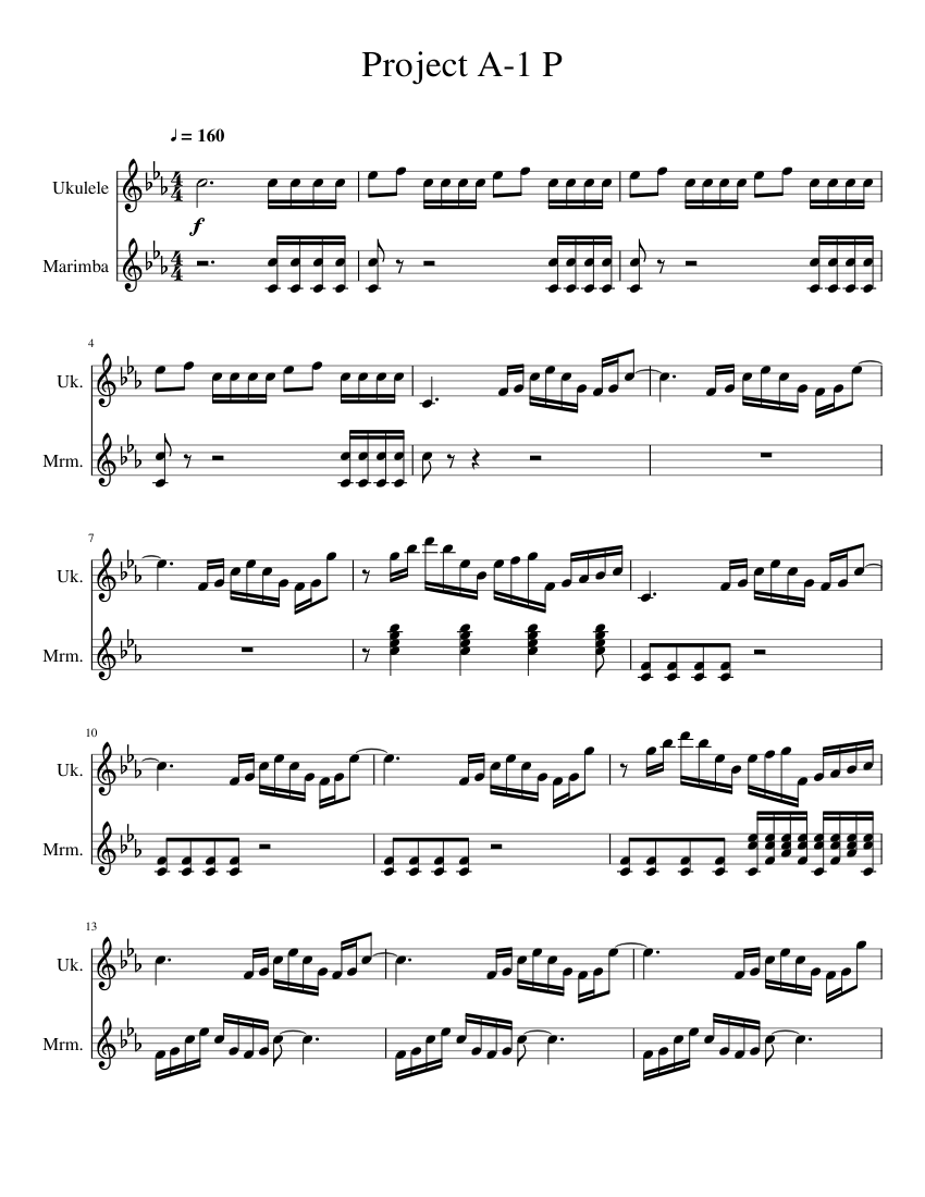 Project A1 P Sheet music for Marimba, Ukulele (Mixed Duet)