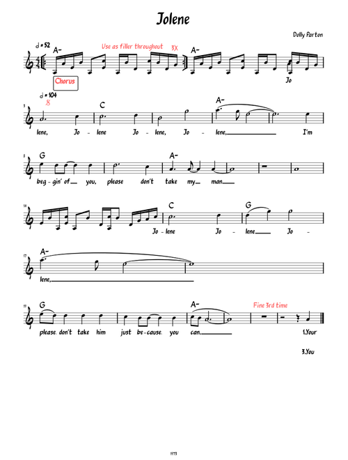 Jolene (lead sheet with lyrics)