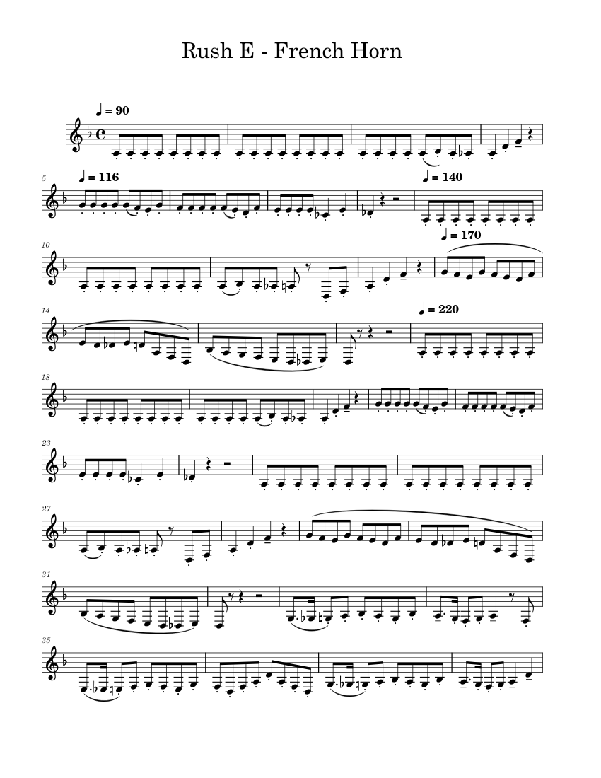 Rush E Sheet Music Boss Rush_E__French_Horn Sheet music for Trombone