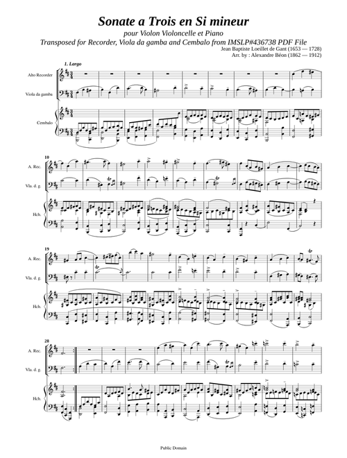 Loeillet, J. B. de Gant _ Trio Sonata e-moll [Rec, Vla.d.g., Hch]