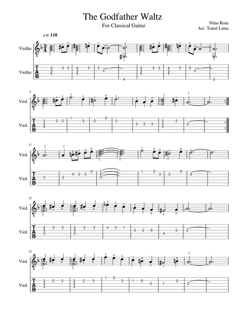 The Godfather Waltz (For Classical Guitar) + TAB
