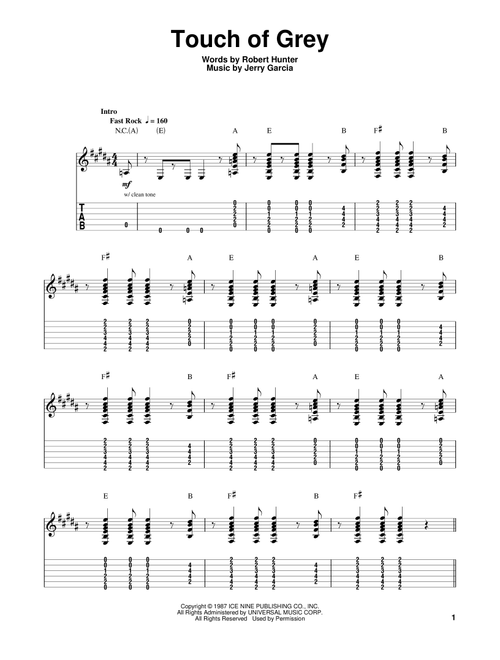 Touch Of Grey - Grateful Dead (Guitar Tab Play-Along)