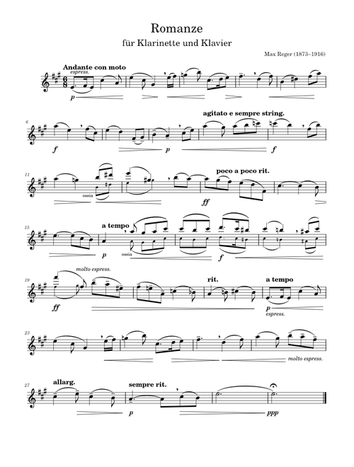 Romanze in G major - Max Reger (clarinet)