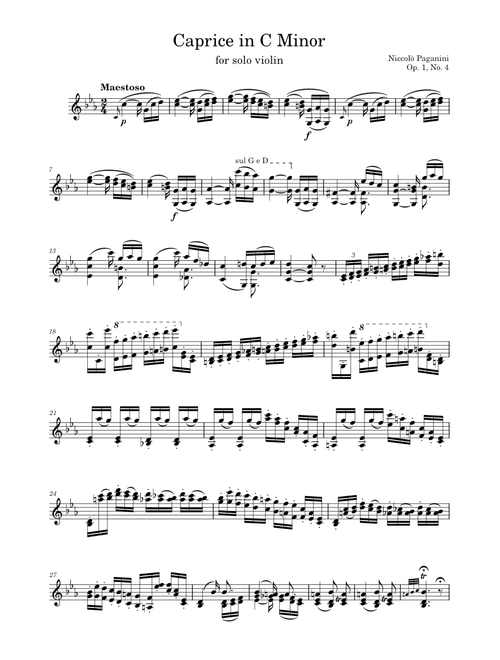 Solo Violin Caprice No. 4 in C Minor - N. Paganini, Op. 1, No. 4