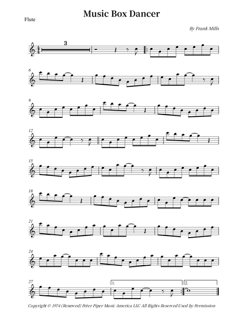 Music Box Dancer (Arr. Wesley S. SIlva) - Frank Mills (Flute Solo)