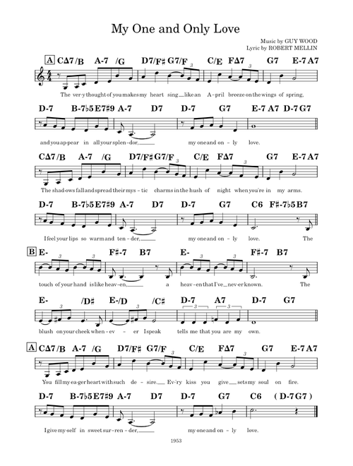 My One and Only Love Lead Sheet (C)