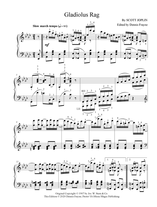 Gladiolus Rag (Arr. Dennis Frayne) - Scott Joplin (Piano Solo)