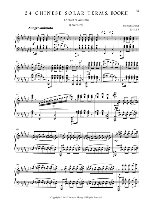24 Chinese Solo Terms, Bk.2, No.13: Start of Autumn - Schuwenn Z. (Piano Solo)