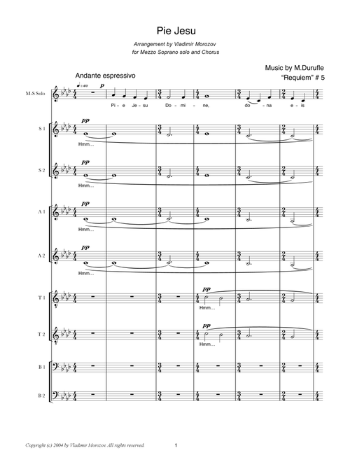 Pie Jesu (Arr. Vladimir Morozov) - MDurufle (Choral, SATB divisi)