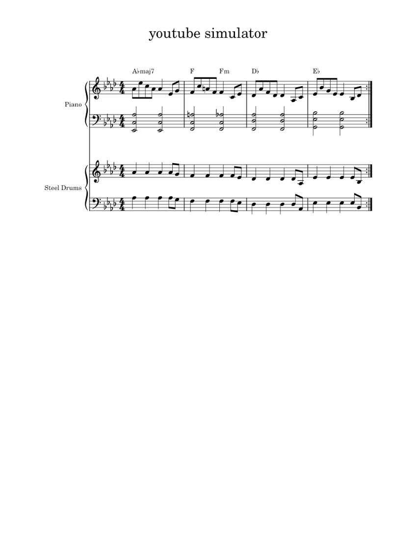i made a game with this music Sheet music for Piano, Steel drums (Mixed