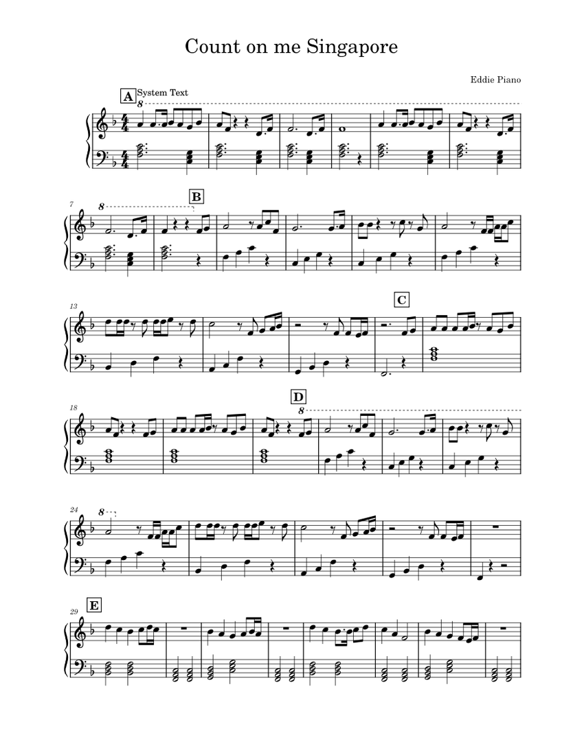 Count on me Singapore Sheet music for Piano (Solo)