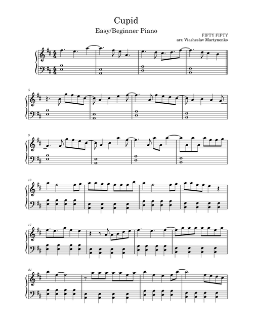 Cupid – FIFTY FIFTY Easy PIANO
