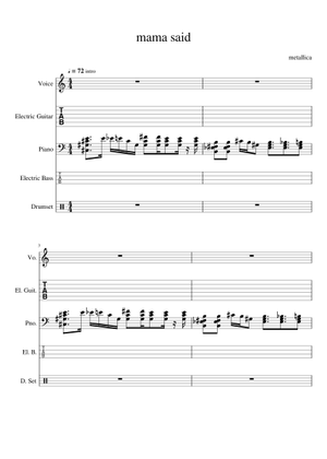 Play Official version of Mama said Sheet Music by Metallica