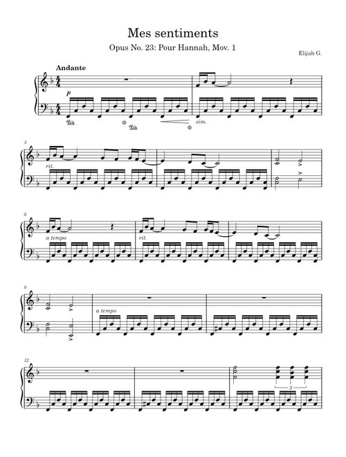 Symphony No. 4, Movement No. 1 - Mes Sentiments