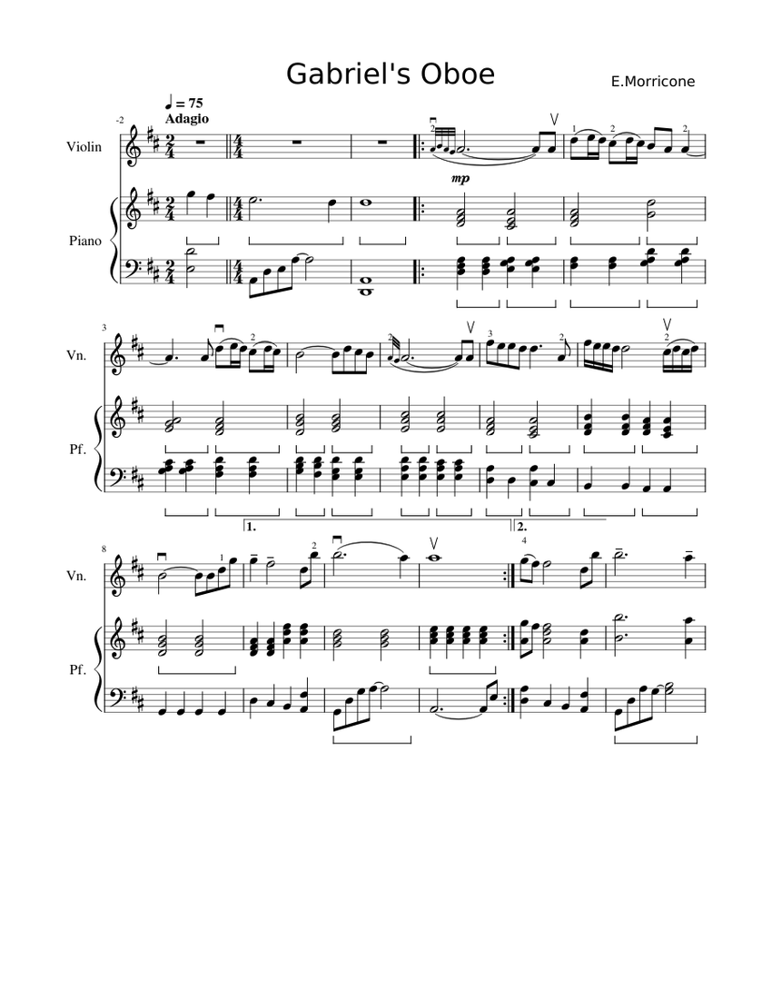 Gabriel's Oboe piano tutorial