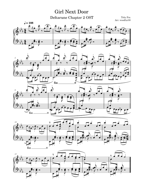 Deltarune – Girl Next Door (Piano)