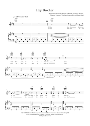 Play Official version of Hey brother Sheet Music by Avicii for