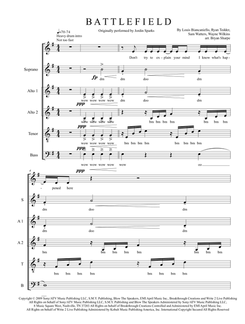 Battlefield (Arr. Bryan Sharpe) - Jordin Sparks (Choral, SATB)